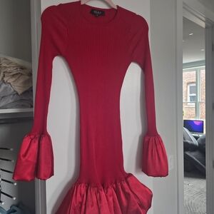 AKIRA Vibrant Red Flared Sleeve Dress